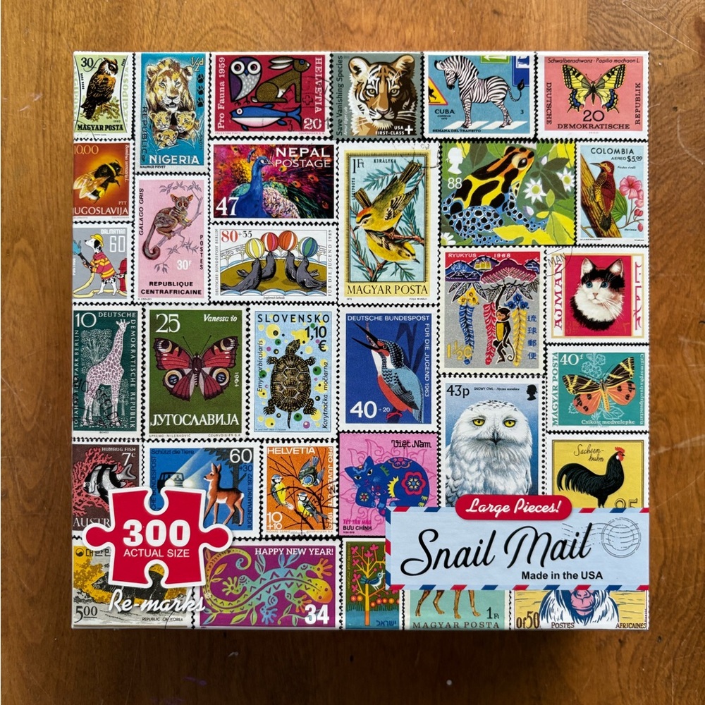 Snail Mail Puzzle - Colorful Stamp Design